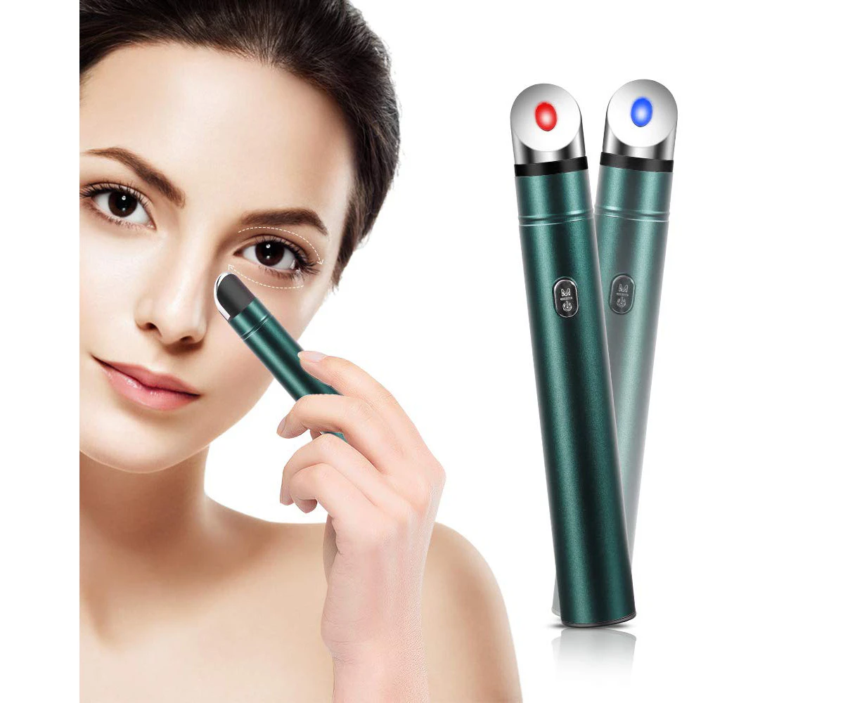 Hot and Cold Eye Massager, Eye Facial Massager Wand with 42℃ Heated Sonic Vibration Massage for Eyes Dark Circles Anti-wrinkle, USB Rechargeable Anti-aging