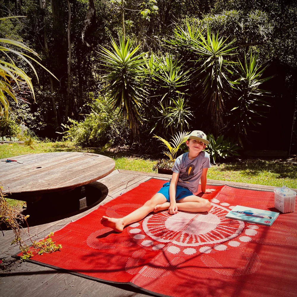 Plastic Outdoor Rug | COME CELEBRATE Design | 1.8m x 1.8m Square, 'FIRE'