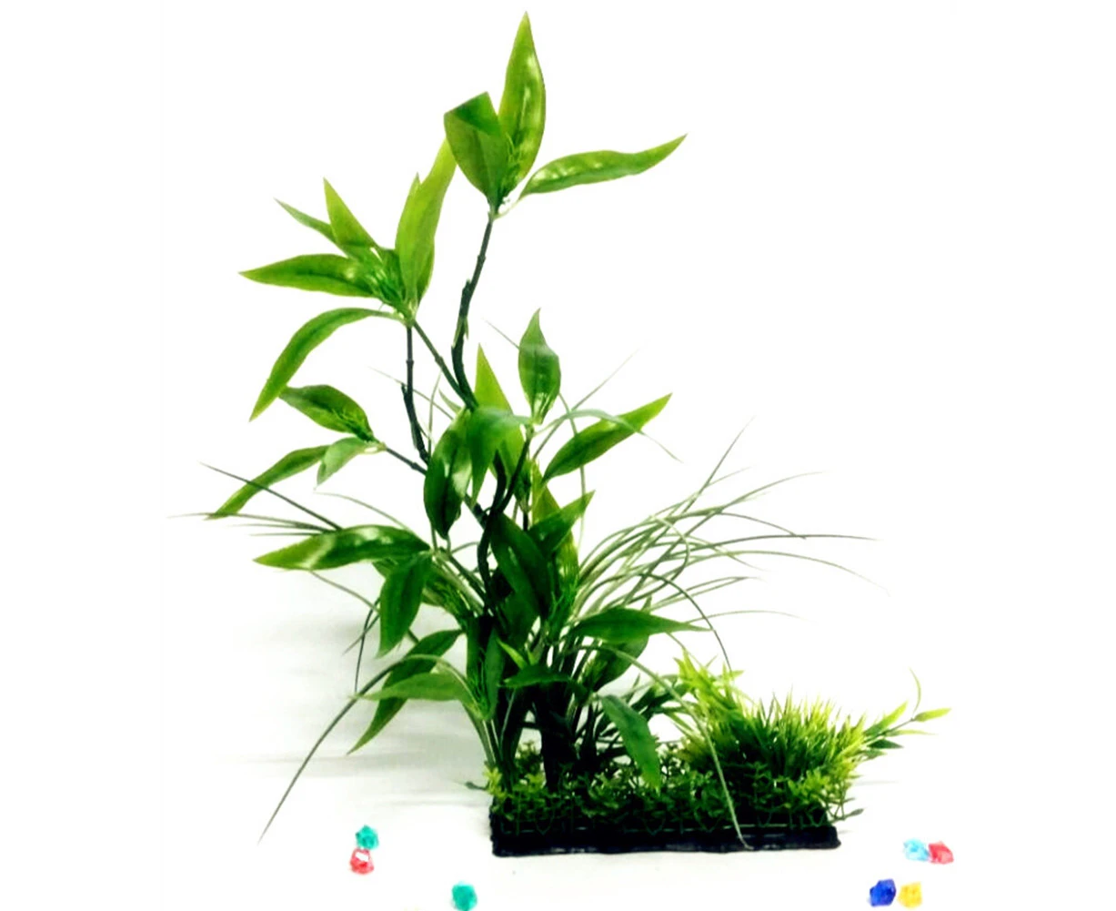 Fake Aquarium Plant Water Tree Grass Ornament Fish Tank Plastic Decor Green-Green