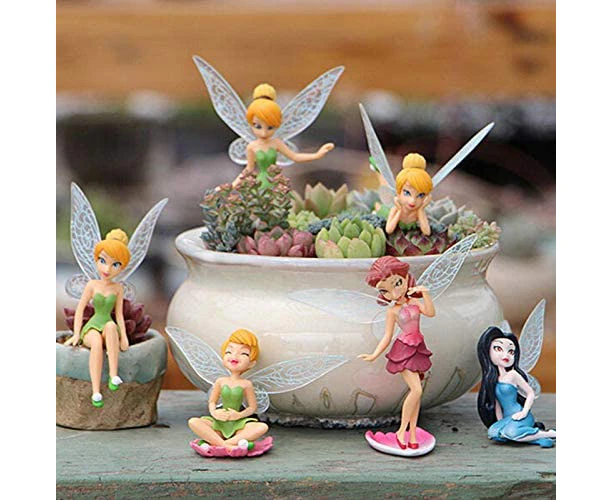 New-Miniature Fairies Figurines Accessories, Planter Pot Hanger Decorations Fairies Flower Pot Resin Fairy Garden Figurines Angel Accessories Ornamen-6pcs