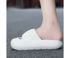 1 Pair Women Slippers Flat Heel Soft Sole Solid Anti-collision French Style Anti Skid Summer Bright Color Close Toe Sandals for Daily Wear - White