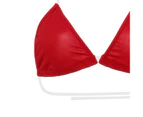 Transparent Strap Push-up Bikini Set Two Pieces Halter Triangle Bra High Waist Thong Swimwear for Beach-Red