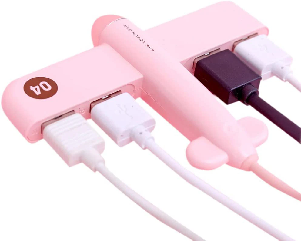 Cute USB Hub, Mini USB Hub for PC, 4-port USB Hub, Interesting Desk Accessories - Blush Pink