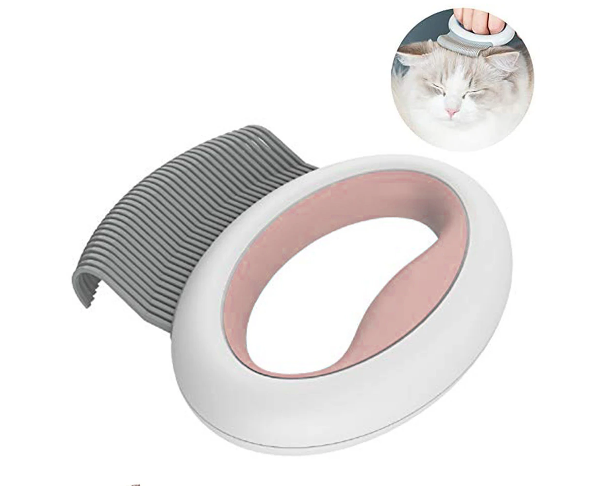 Cat Hair Removal Comb Dog Grooming Brush 2 in 1 Pet Massage Shedding Brush Portable Self Cleaning Tools for Short Long Haired Puppy & Kitten & Rabbit -Pink