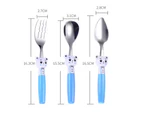 3 Pieces Childrens Stainless Steel Flatware - 1 x Children Safe Forks, 1 x Mud scraper, 1 x Tablespoons, Toddler Utensils-Bear