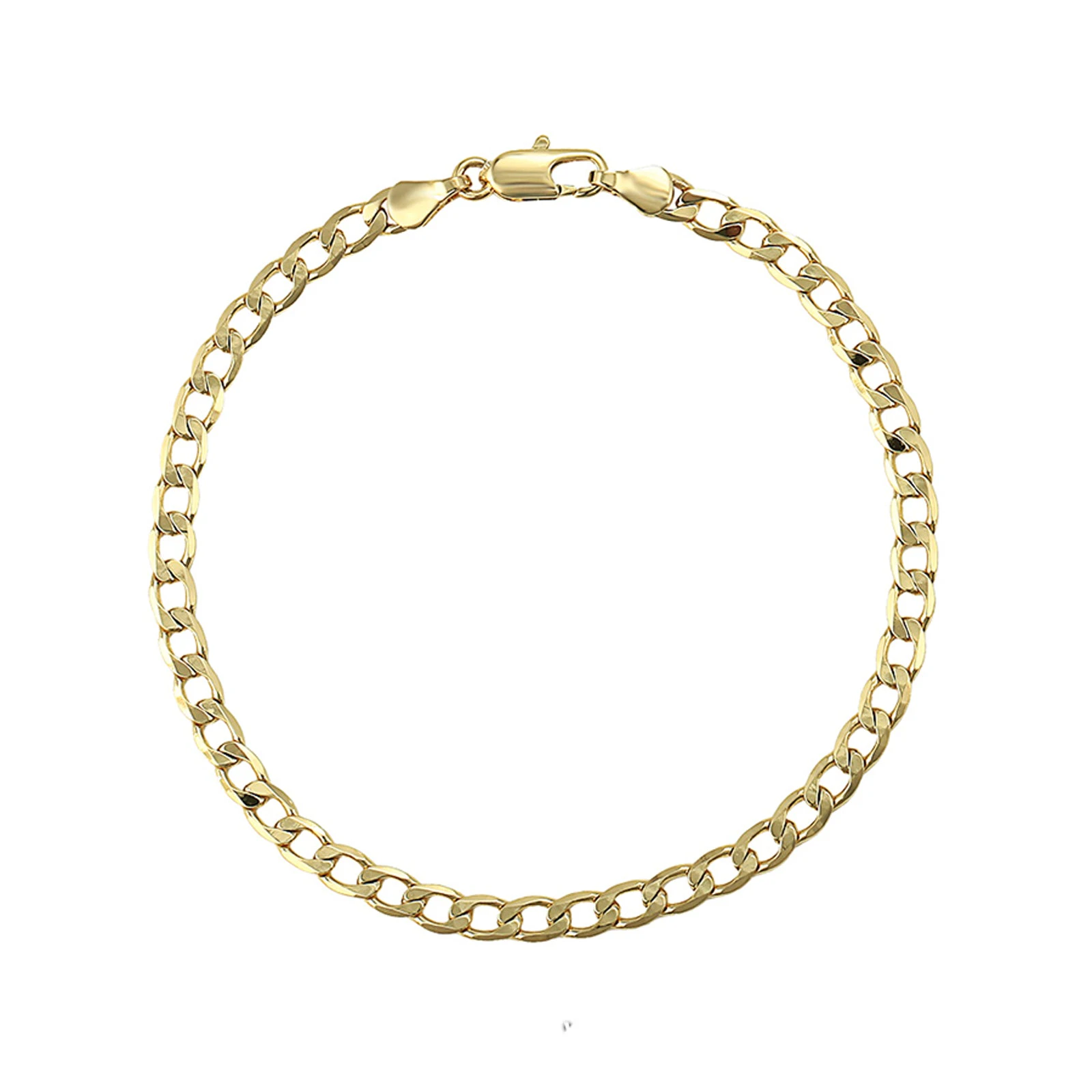 18k Gold F 26cm 10'' Bangle Bracelet 4mm Solid Curb Link Chain