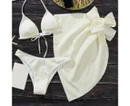 1 Set Bikini Swimwear Super Soft Wear Resistant Nylon Sexy Bikini 3 Pieces Bra Panty Set Beachwear for Seaside-White