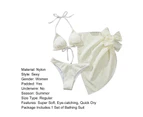 1 Set Bikini Swimwear Super Soft Wear Resistant Nylon Sexy Bikini 3 Pieces Bra Panty Set Beachwear for Seaside-White