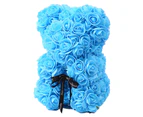 25cm Romantic Fake Rose Flower Foam Bear Doll Valentines Day Birthday Xmas Gift-Blue