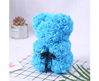 25cm Romantic Fake Rose Flower Foam Bear Doll Valentines Day Birthday Xmas Gift-Blue