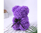 25cm Romantic Fake Rose Flower Foam Bear Doll Valentines Day Birthday Xmas Gift-Blue