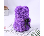 25cm Romantic Fake Rose Flower Foam Bear Doll Valentines Day Birthday Xmas Gift-Blue