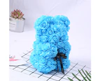 25cm Romantic Fake Rose Flower Foam Bear Doll Valentines Day Birthday Xmas Gift-Blue