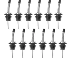 12 Pack Stainless Steel Classic Bottle Pourers Tapered Spout - Liquor Pourers with Rubber Dust Caps