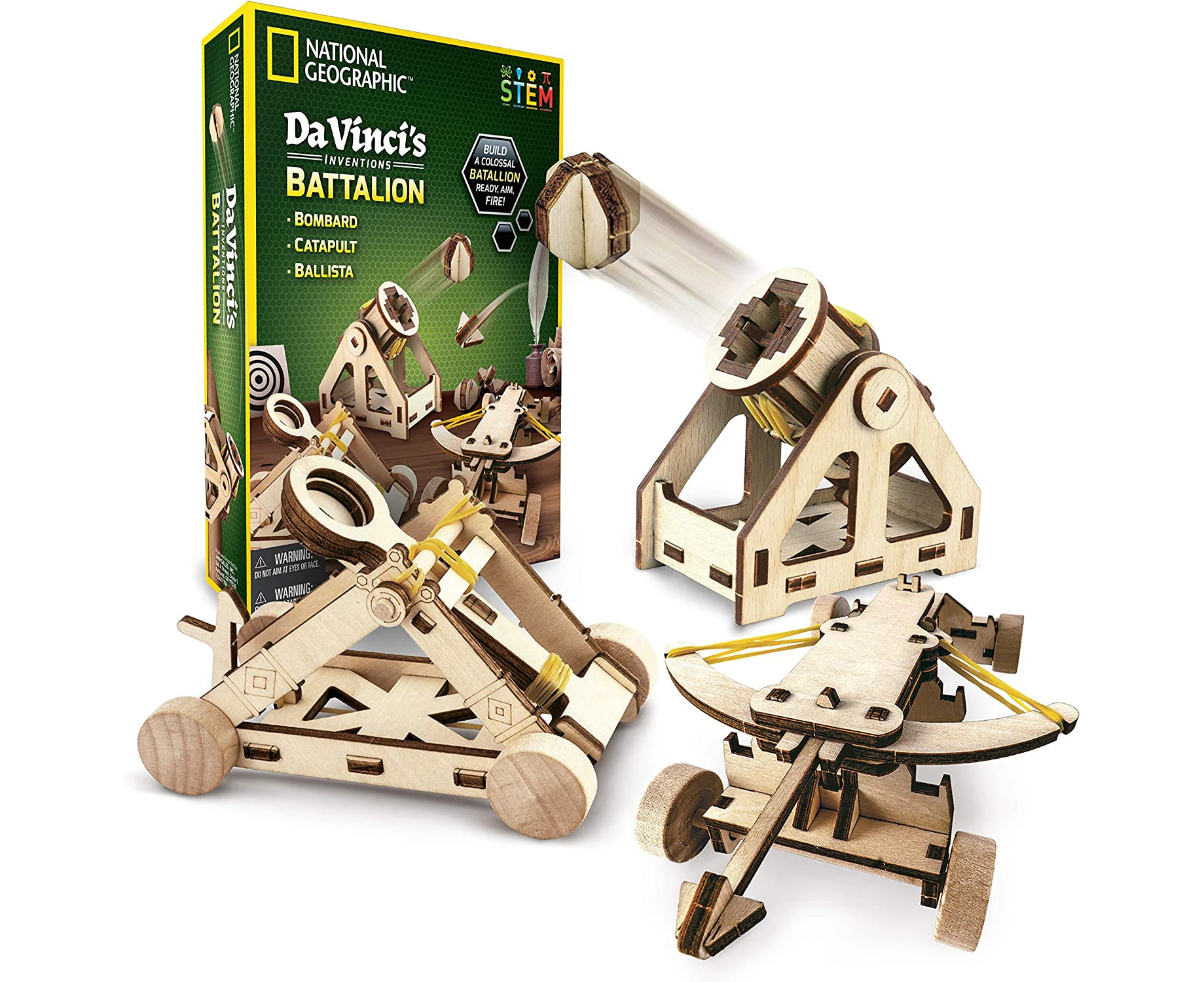 Construction Model Kit – Build 3 Wooden 3D Puzzle Models, Learn about Da Vinci’s Improved Designs