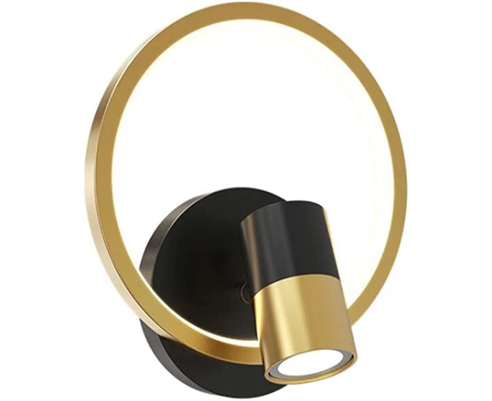 Suitable for indoor wall mounted LED 15W, gold round dimmable tricolor lighting wall lamp.