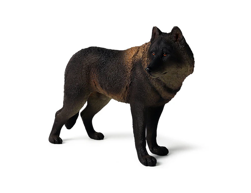 Centaurus Store 20cm Simulation Wolf Animal Model PVC Statue Educational Kids Toy Home Decor-Black