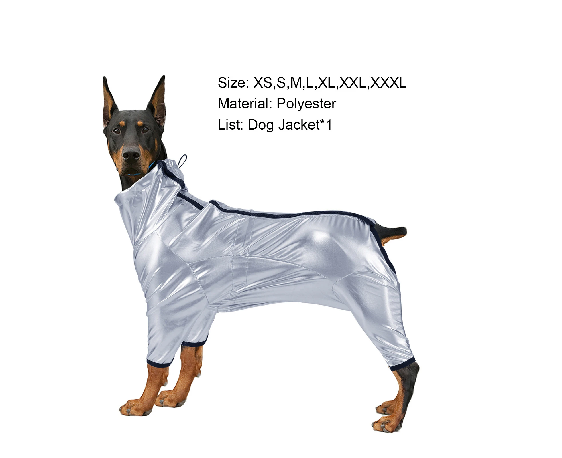 Pet Clothes Eye-catching Waterproof Polyester Pet Dog 4 Legs Raincoat Puppy Bodysuit for Travel-M