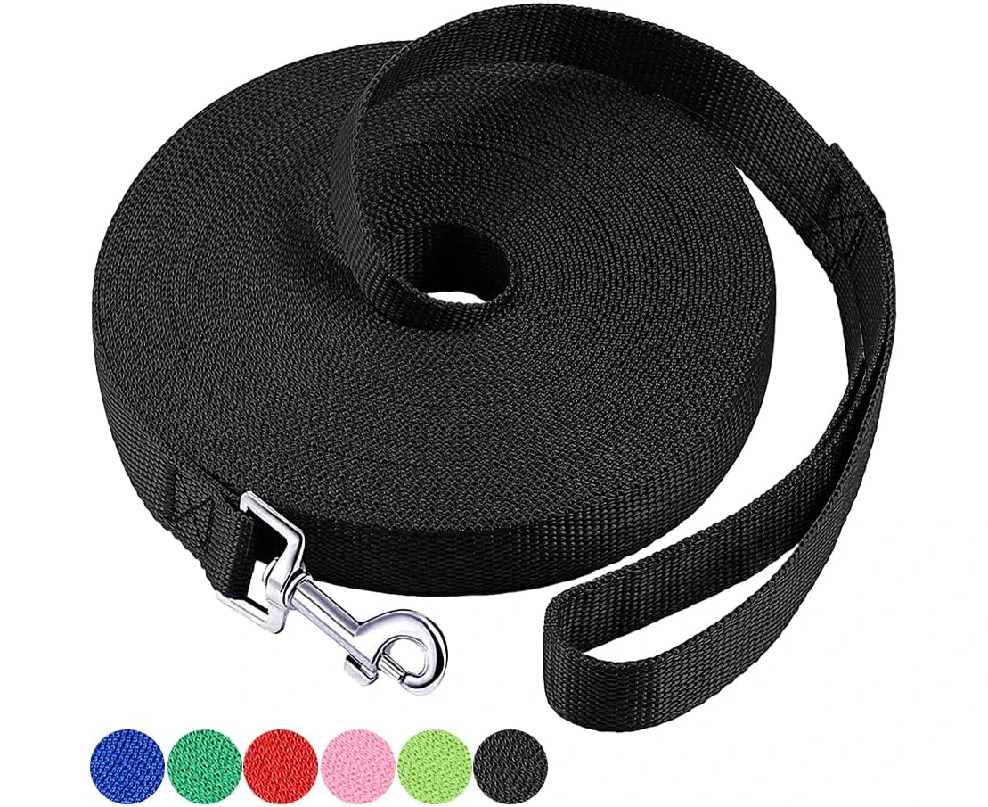 Black Dog/Puppy Obedience Recall Training Agility Lead 4ft 5ft 6ft 10ft 15ft 20ft 30ft 50ft Long Nylon Training Dog Leash