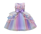 Elegant Girls Party Dress Kids Floral Dresses Kid Bridesmaid Party Christening Dress - Purple