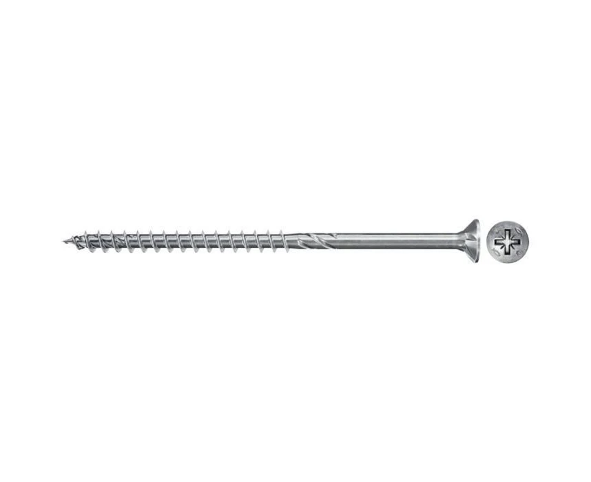 fischer 670525 FPF Power-Fast II 6 x 80 mm Chipboard Wood Screws, Countersunk Head with Phillips, Partially Threaded, Galvanised Blue Passivated, Box of 10