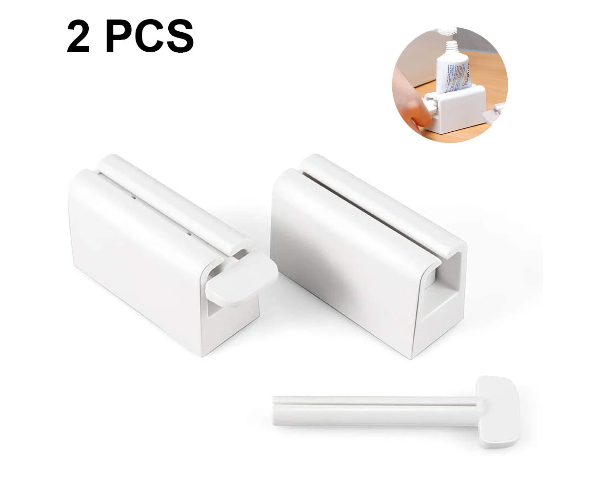 1 pair Minimalist Toothpaste Tube Roller Squeezers ABS Plastic & Silicone pad Toothpaste Squeezer Rollers,Eco-Friendly Toothpaste Holder Dispenser - White