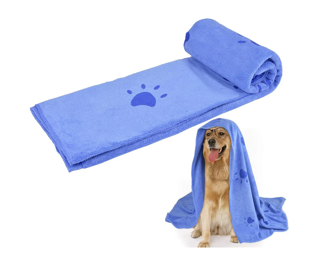 Super Absorbent Pet Bath Towel Microfiber Dog Drying Towel  140*70cm - Blue