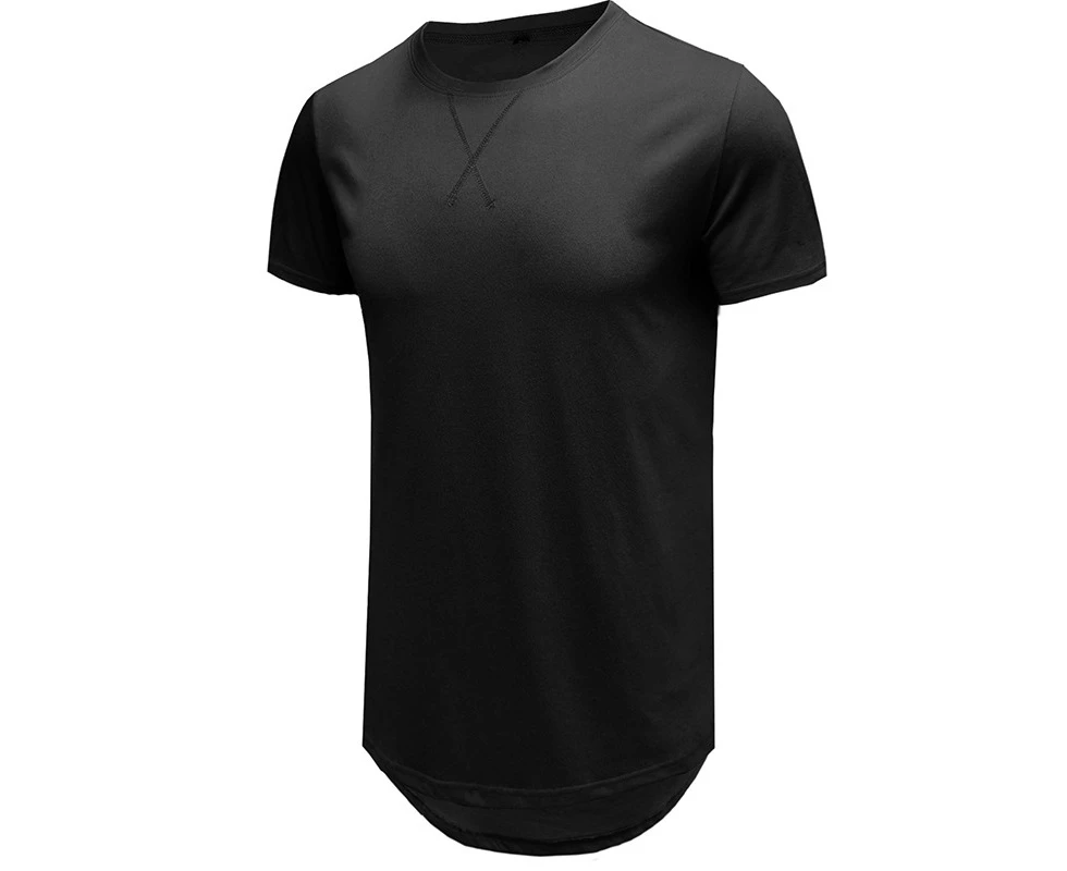 WeMeir Men's Fashion Cotton T-shirts Casual Muscle Gym Workout Athletic Shirts Pure Cotton Tee Tops - Black