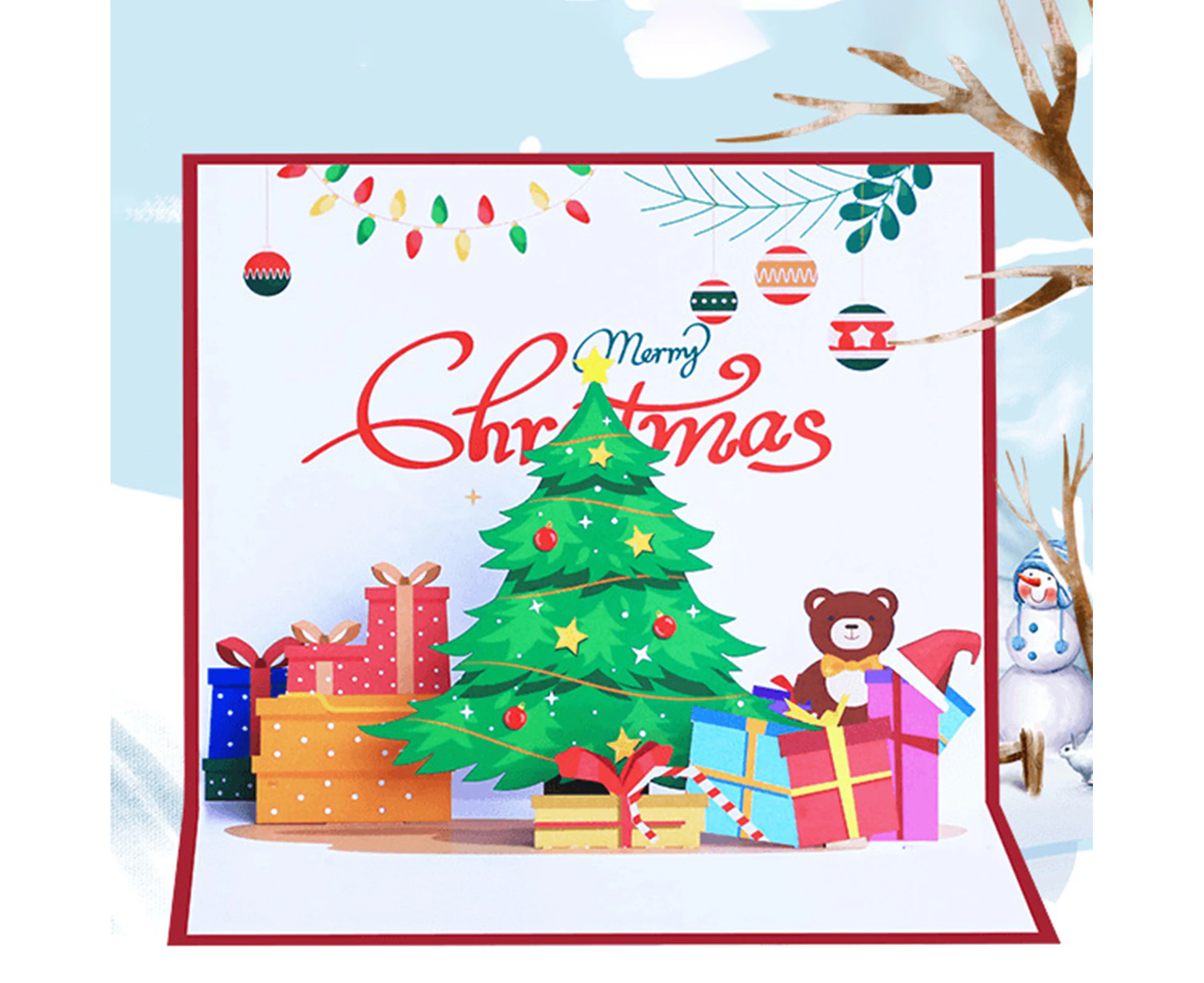 Folding Exquisite Lightweight Special Paper Christmas Card Creative 3D Christmas Tree Gift Greeting Card Festival Supplies