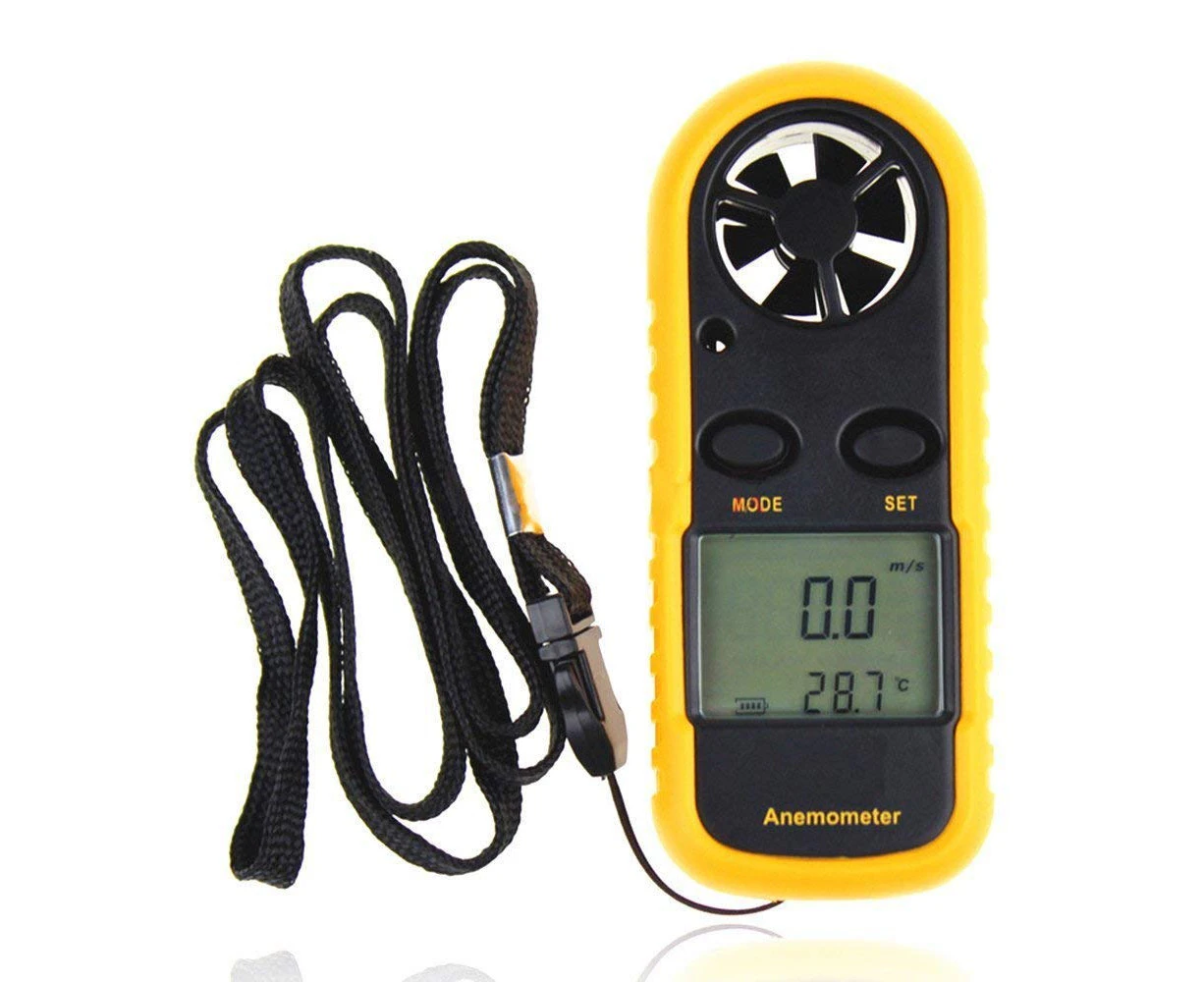 Digital Anemometer, Wind Speed Meter, Air Flow Velocity Temperature Measuring Wind Chill with Thermometer LCD Backlight