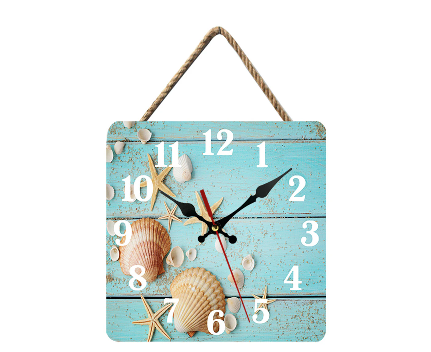 10 Inch Wooden Wall Clock Silent Non-Ticking , Battery Operated, Vintage Round Rustic Coastal Wall Clocks Decorative for Home Kitchen Living Room Office-C