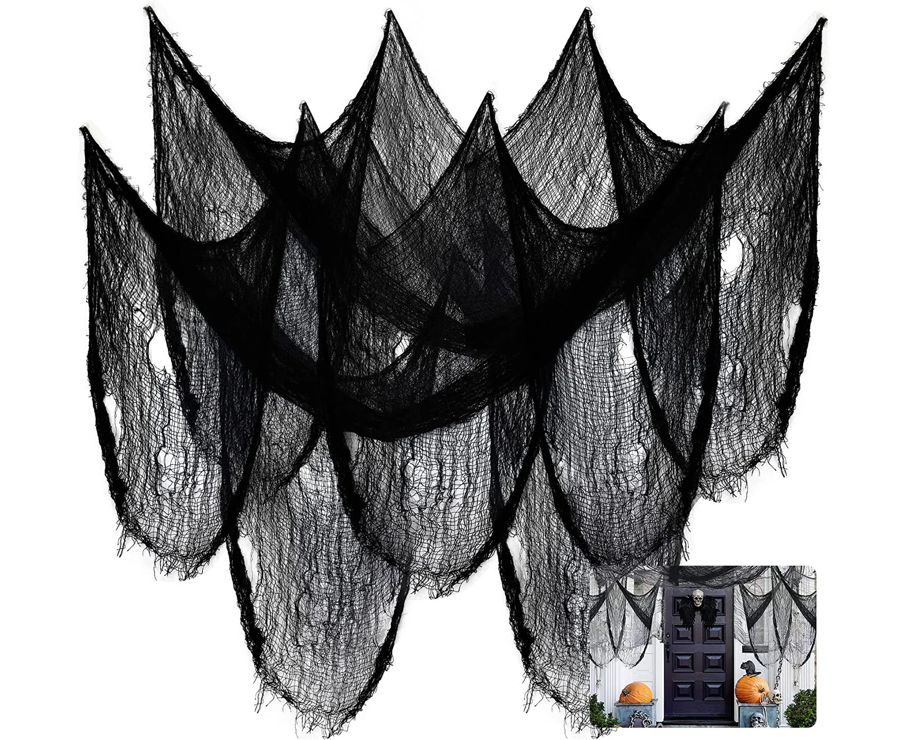 Halloween Spooky Creepy Cloth - 457 x 76CM Scary Black Cheesecloth Netting Fabric Netting Gauze Sheet Halloween Decorations Outdoor Party Tree Gothic Home