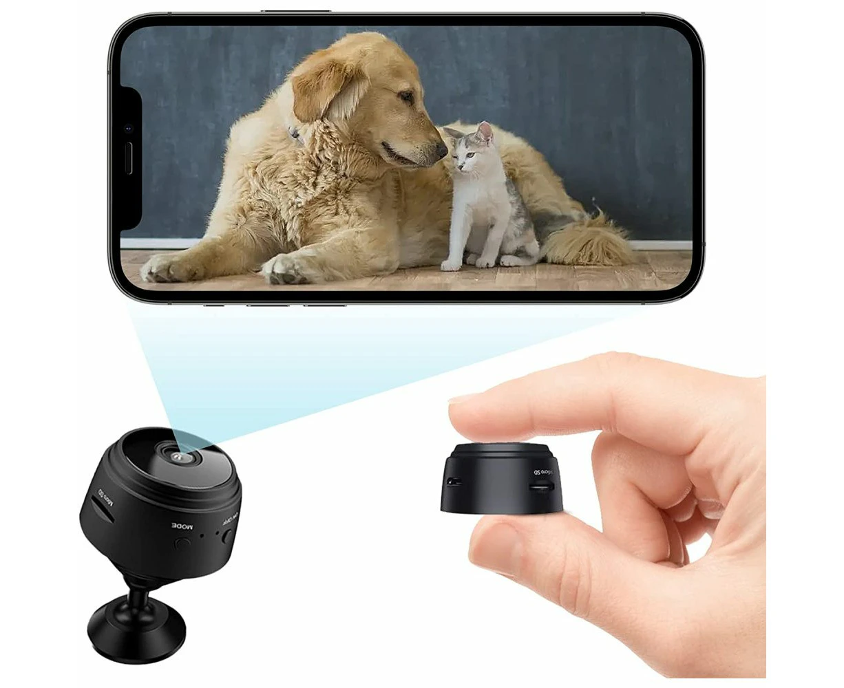 Camera Mini 1080P Smart Wireless Wifi Camera Home Security Surveillance Cam Car Nanny Cam, Portable Baby Cameras Dog Pet Camera For Indoor Outdoor Black