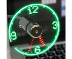 Creative Mini USB Powered LED Clock Real Time Display Summer Cooling Neon Fan