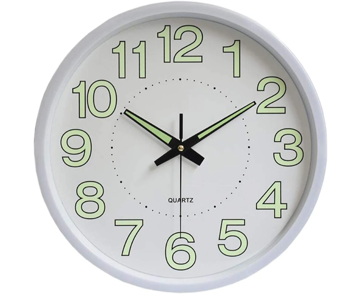 30 Cm Large Wall Clock Without Ticking Movement For Silent Quartz Digital Luminous Wall Clock For Living Room Kitchen Children'S Room Office Bath-30cm-Weiß