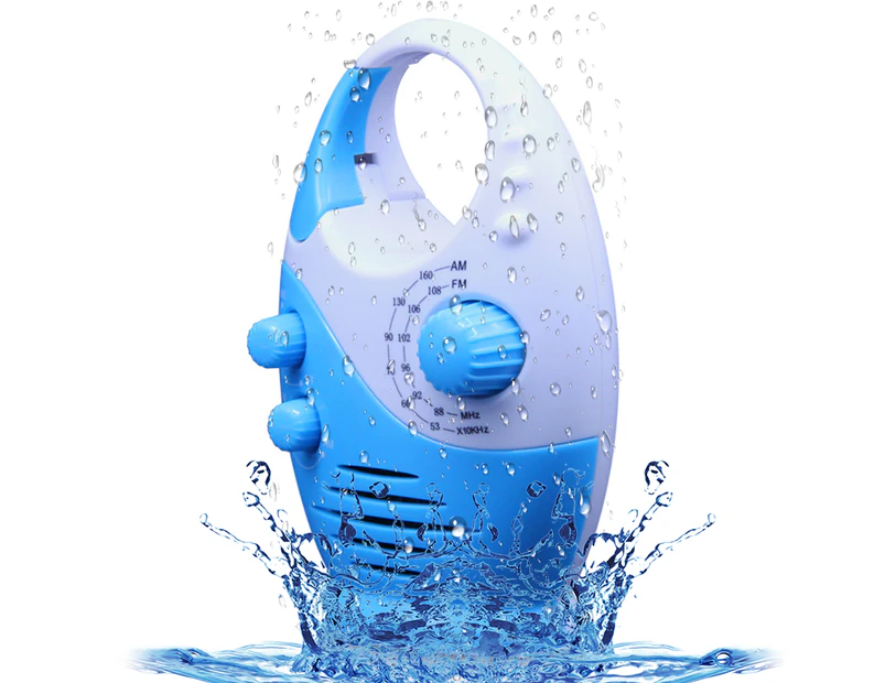 Waterproof Shower Radio, Adjustable Volume Shower AM FM Button Speaker, Bathroom Shower Speaker Wireless Radio-blue