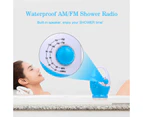 Waterproof Shower Radio, Adjustable Volume Shower AM FM Button Speaker, Bathroom Shower Speaker Wireless Radio-blue