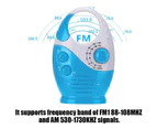 Waterproof Shower Radio, Adjustable Volume Shower AM FM Button Speaker, Bathroom Shower Speaker Wireless Radio-blue