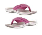 1 Pair Flip Flop Slippers Soft Sole Non-slip Ladies Good Touch Open Toe Slippers Footwear-Rose Red