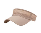 Women Hat Unisex UV Protection Empty Top Sunscreen Tennis Cap for Running-Khaki