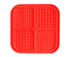 Dog Licking Pad - 2 piece pack, dog food pad with suction cup, for bathing - Square quadrangular red