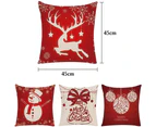 4 pieces 45x45 cm Christmas cushion cover, linen cushion cover, Christmas decorative cushion, Christmas cushion set