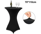 Cocktail Round Spandex Table Cover Four-Way Tight Fitted Stretch Table,Black