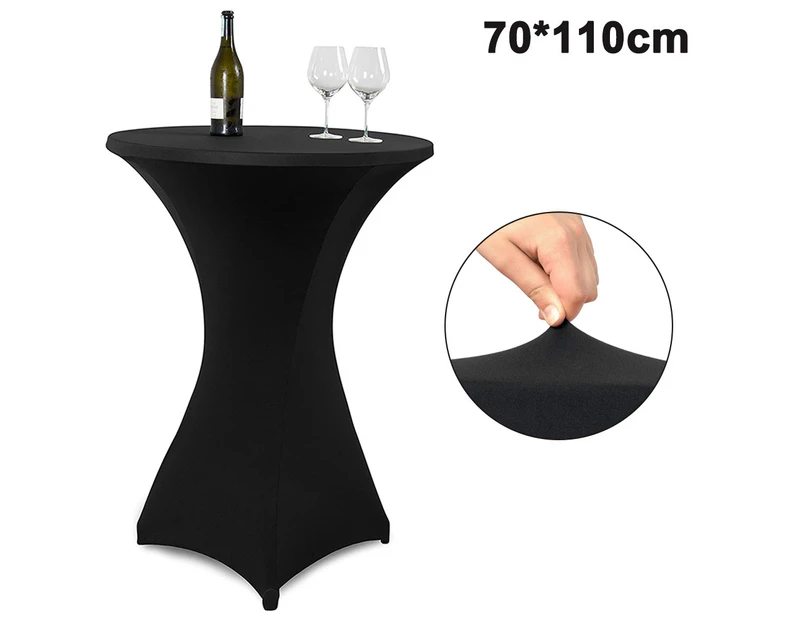 Cocktail Round Spandex Table Cover Four-Way Tight Fitted Stretch Table,Black