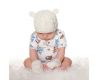 1 Set Baby Hat Glove Knitted Twisted Texture Lightweight Kid Bonnet Mitten Set for Home - White