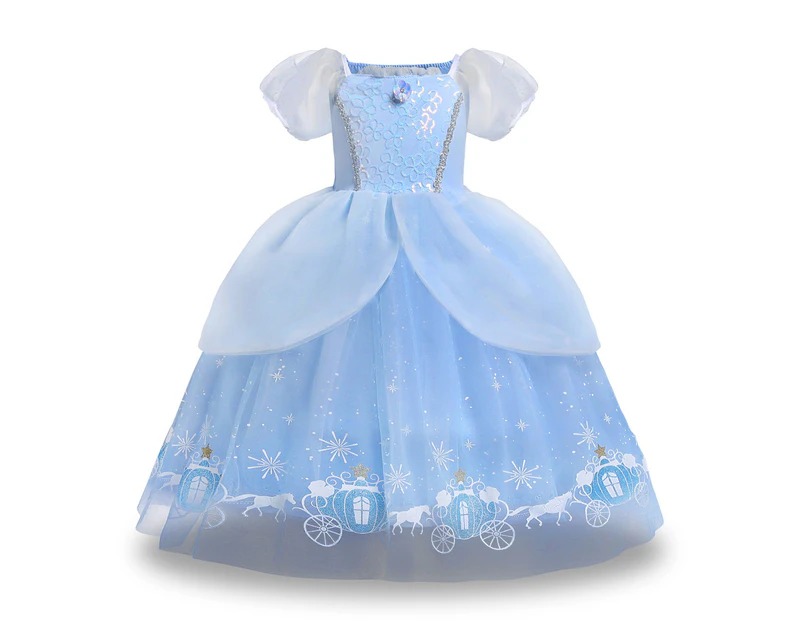 Kids Girls Cinderella Princess Tulle Dress Birthday Paty Ball Gown