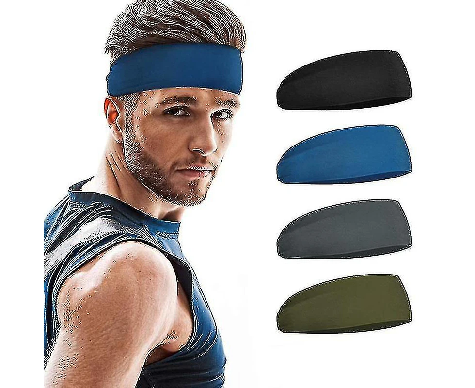 4pcs Unisex Sports Sweatband Headband For Men Women Yoga Hairband Gym Stretch Head Bands Strong Elastic Fitness Basketball Band Jskee