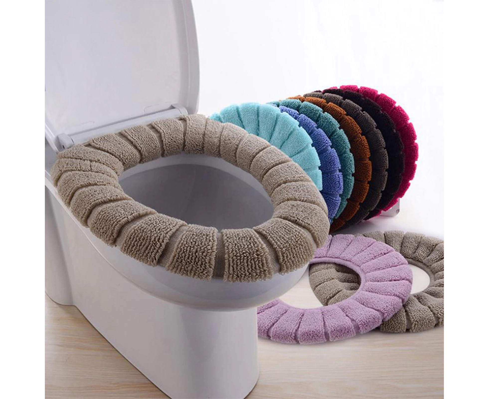 Toilet Seat Cover Reusable Fiber Washable Toilet Seat Cushion for Bathroom-Random Color