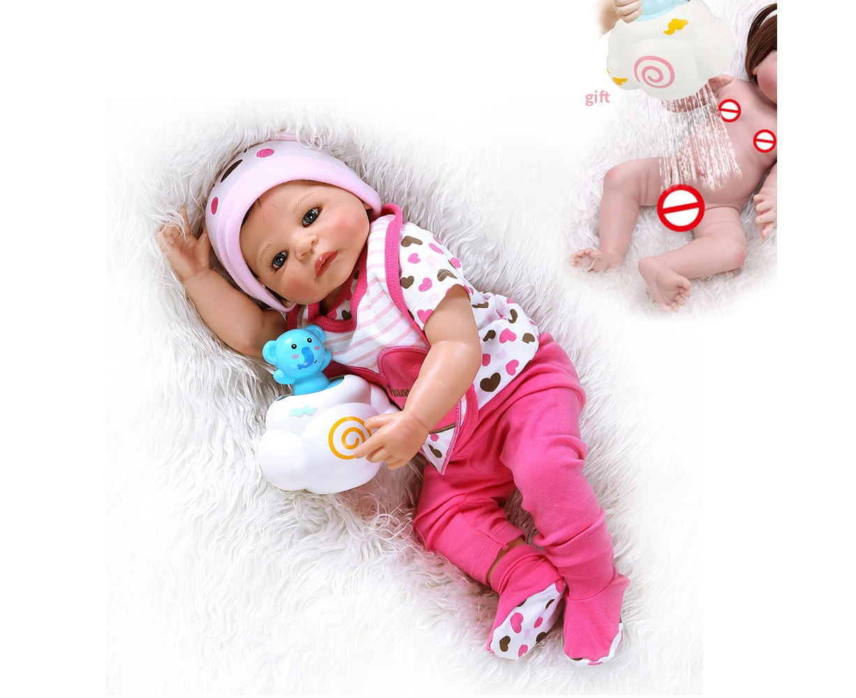 NPK 55CM 55CM full body silicone vinyl baby reborn dolls newborn sweet girl bath toy shower doll Anatomically Correct