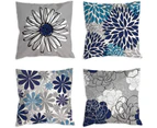 Blue Pillow Covers 18x18 Set of 4 Grey Decorative Throw Pillow Cover for Couch Modern Daisy Pillows Case